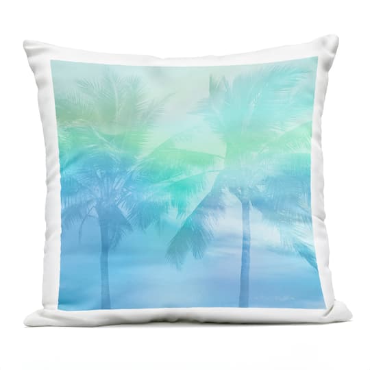 Stupell Industries 18" x 18" Blue Summer Palm Tree Sunlight Outdoor Print Throw Pillow